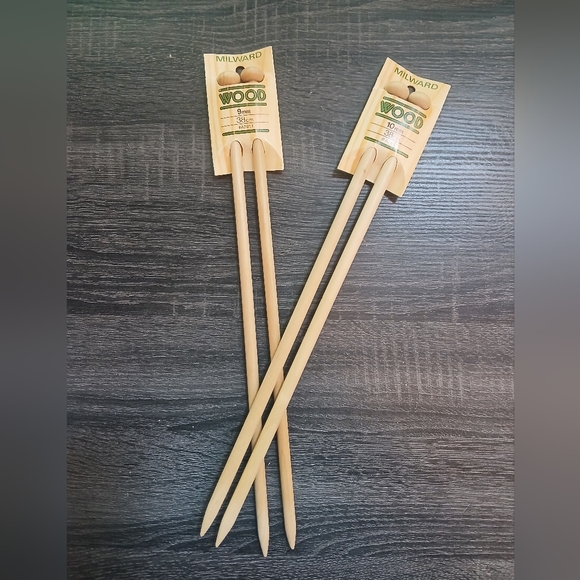 Milward Other - MILWARD Wooden Knitting Needles Single Point 2 Sets 9mm 10mm England NEW